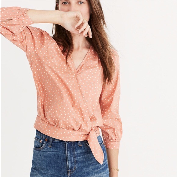 Madewell Cotton Wrap Top in Star Scatter - Picture 2 of 5
